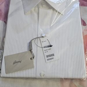 Brioni White Striped Dress Shirt